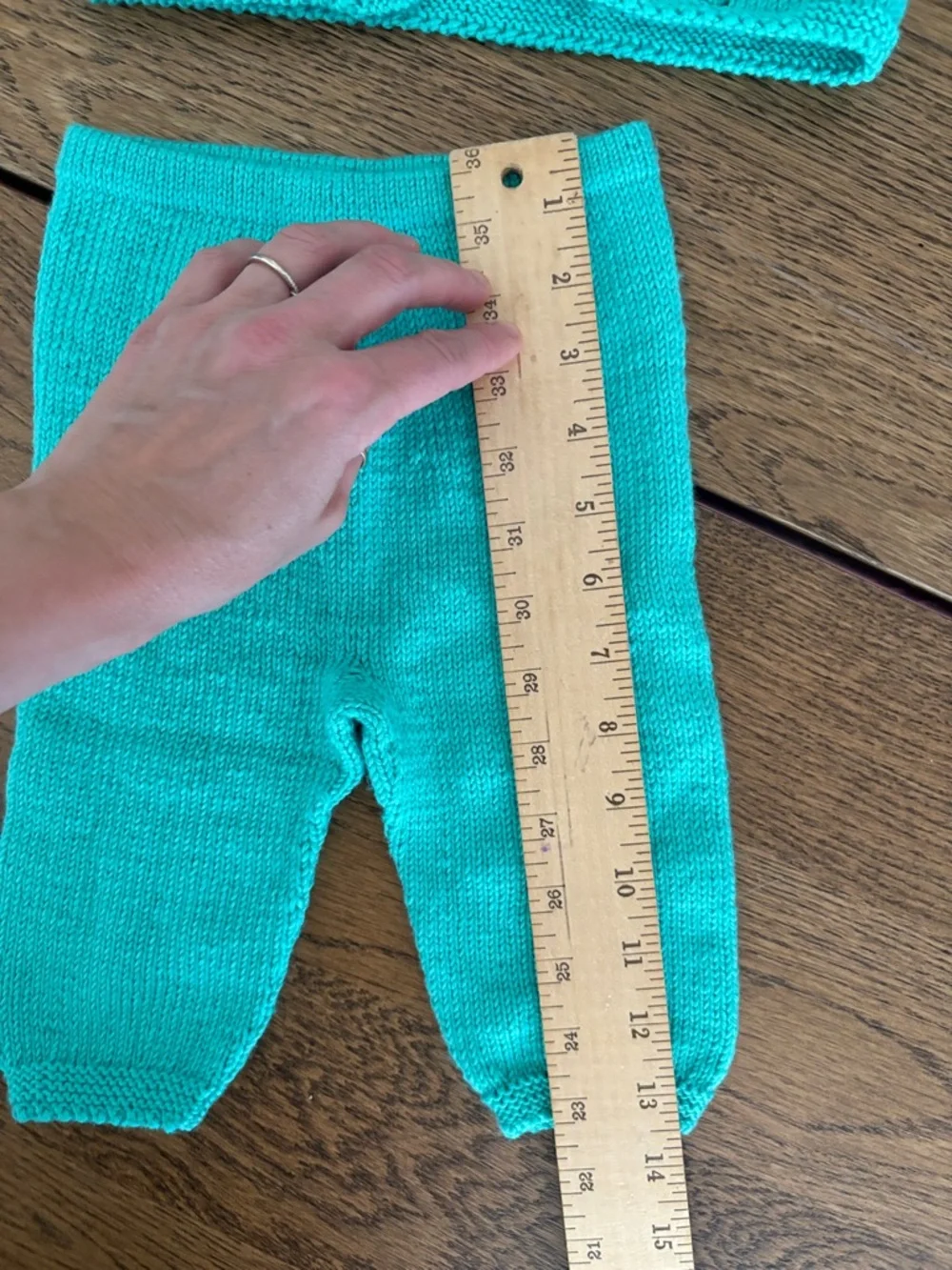 Hand-Knit Baby Cardigan & Pants Set - Bright Teal Turquoise